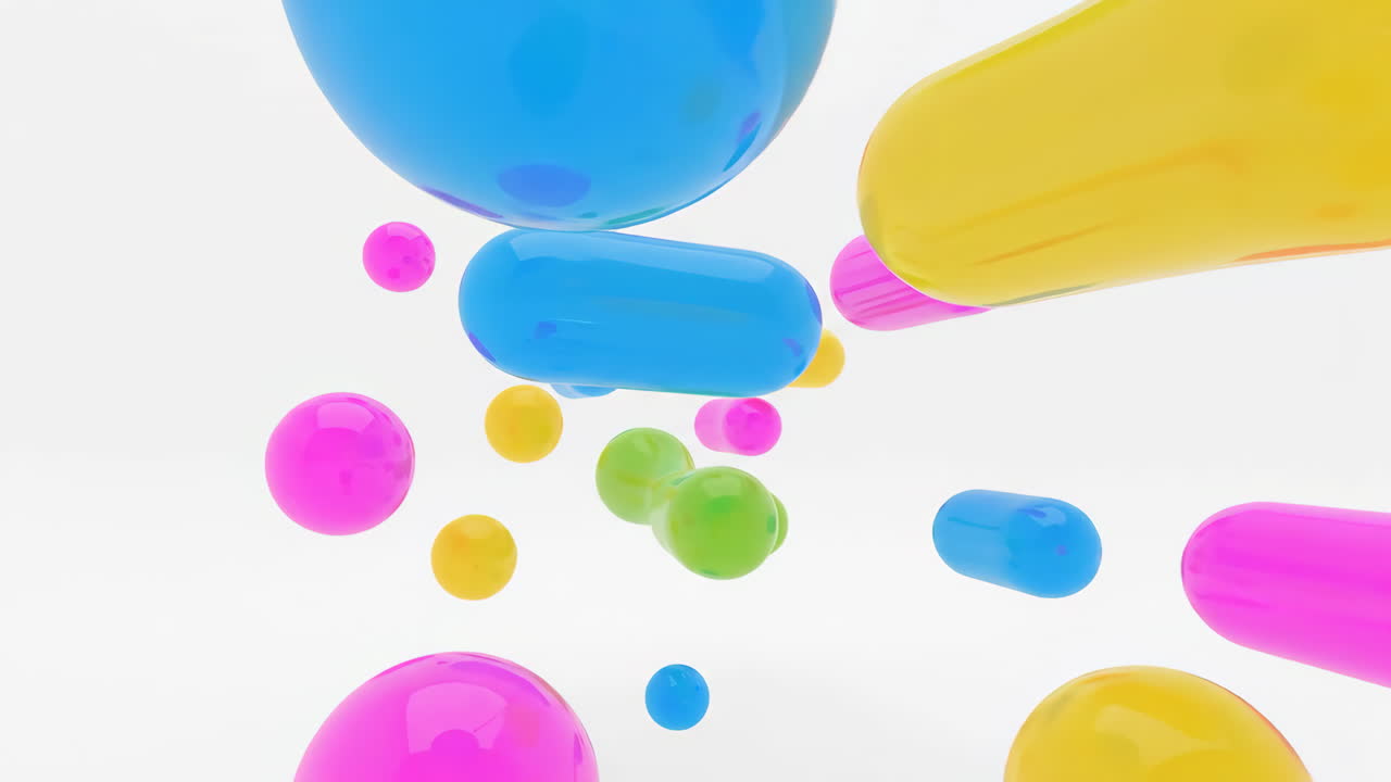 Colorful Abstract 3D Shapes on White Background