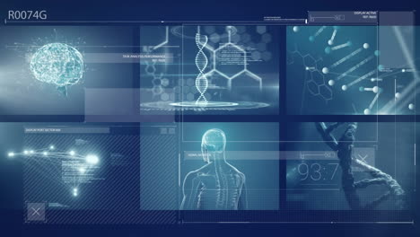 animation of data processing over dna strand on black background