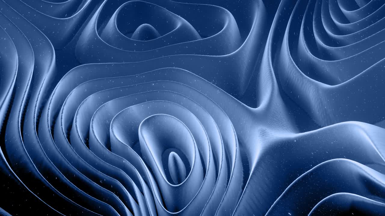 Beautiful abstract 3D surface with glitter sparkles, abstract 3d waves run on surface in loop. Black gray gradient, soft matte material with light inner glow. Smoothly 4k animation