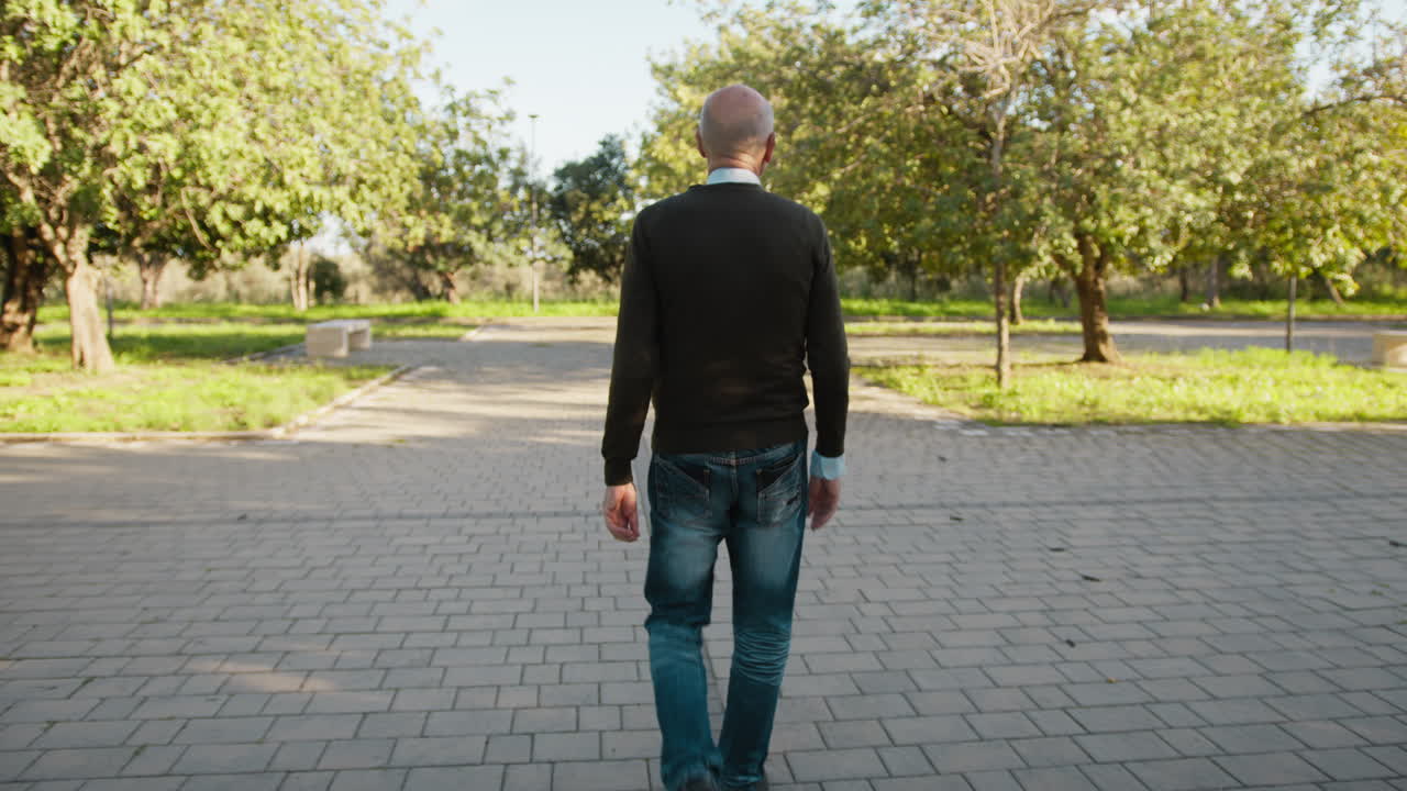 Man Walking in the Park Admiring the Nature Around Him | Premium Stock ...