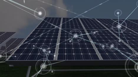 animation of network of connections over solar panels