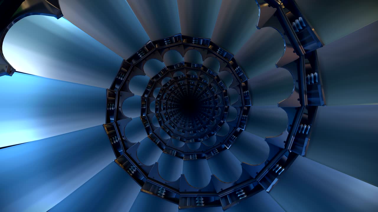 turbina espiral redonda, animación en 3d en bucle con canal alfa