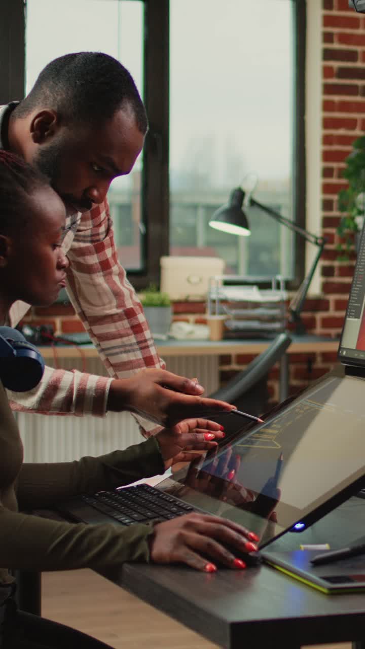 Vertical video: Game industry developers working on artistic development design