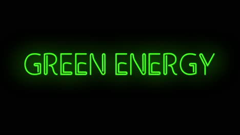 flashing green energy electric green neon sign flashing on and off with flicker