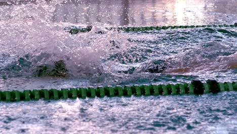 fit female swimmer doing the butterfly stroke in swimming pool