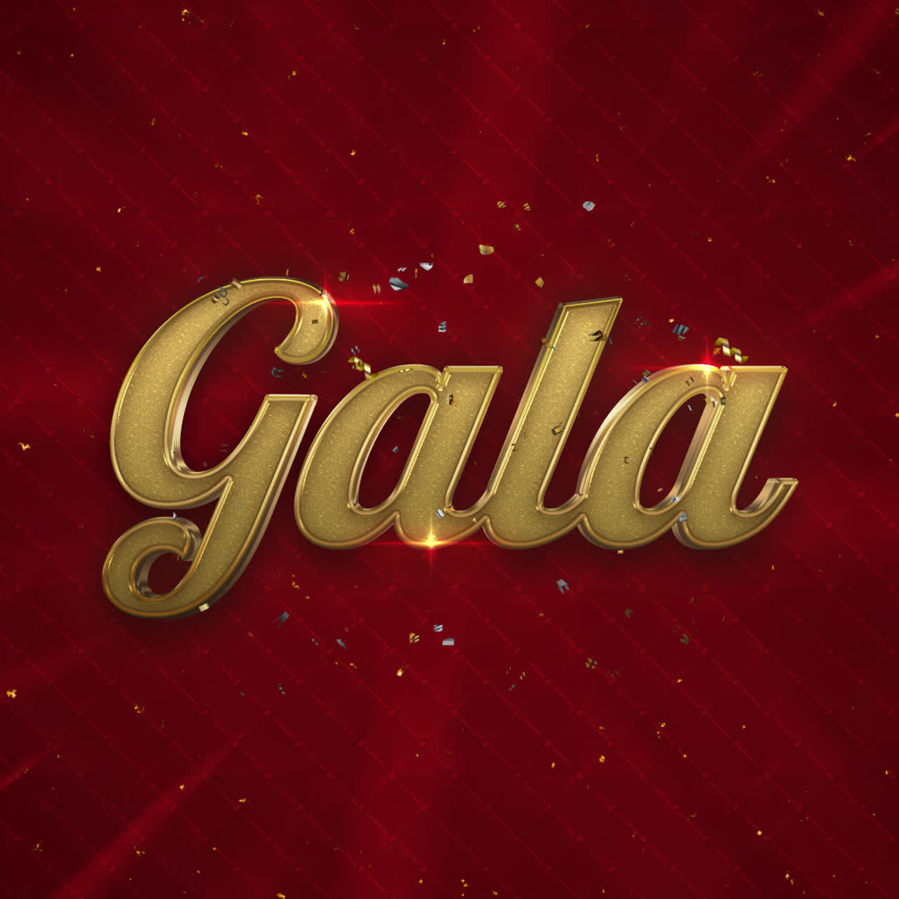 Golden Gala Text on Red Background