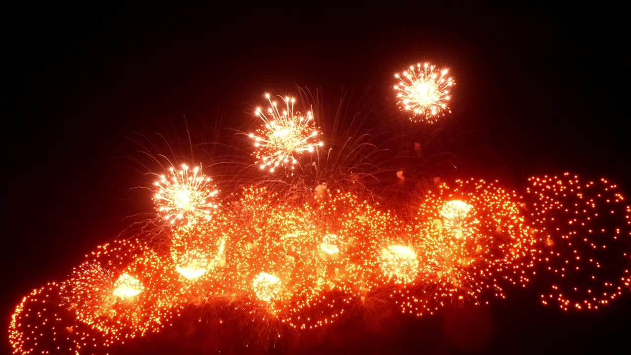 검은 바탕에 밤에 불꽃놀이 전시.