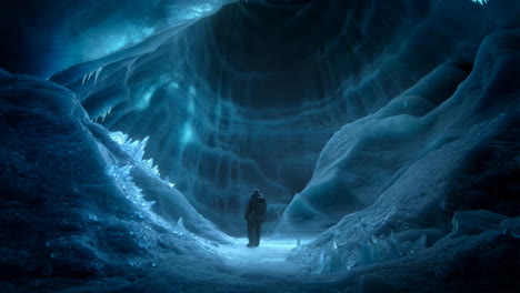exploring a frozen ice cave