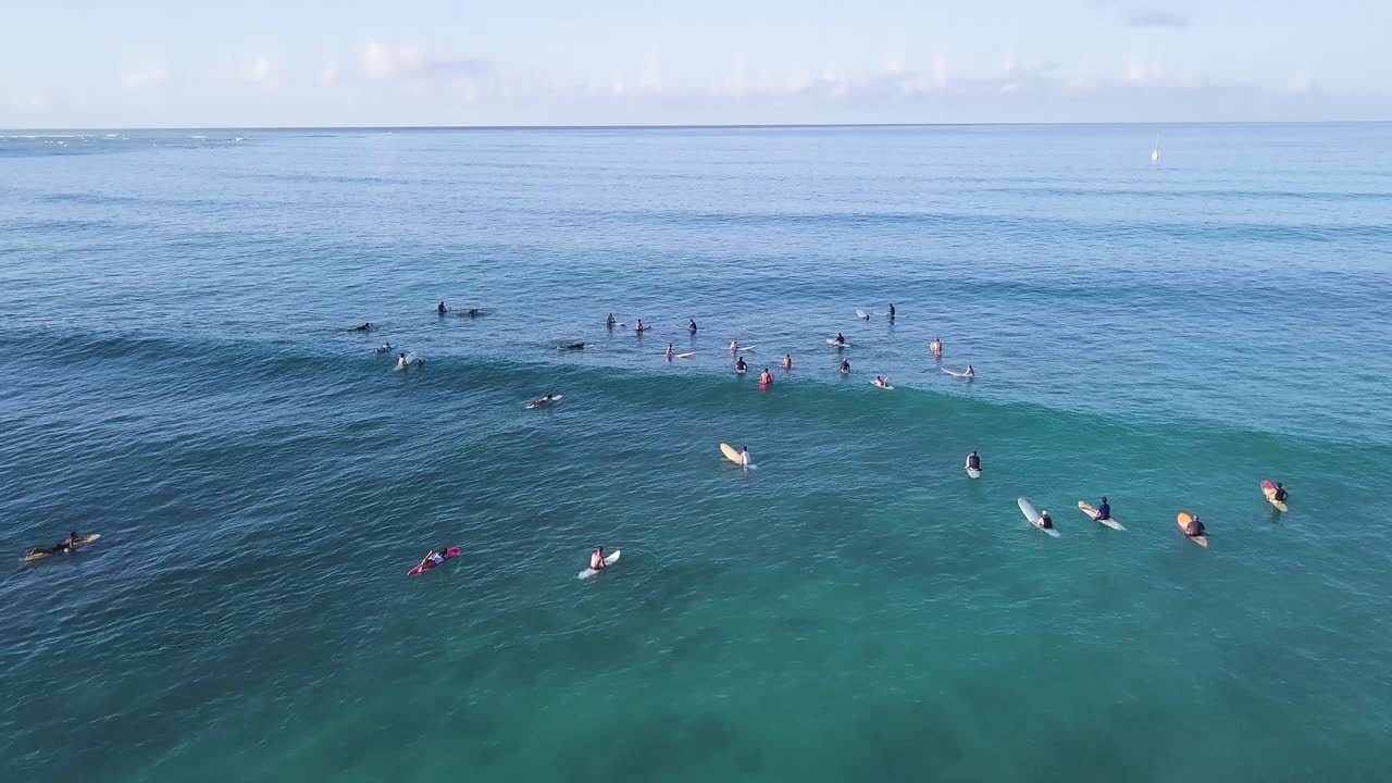 호놀룰루 하와이의 와이키키 해변, 공중 돌리 틸트