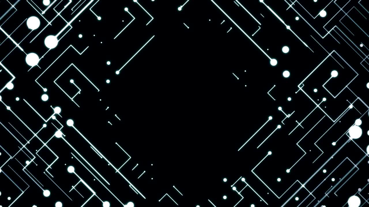 Abstract Digital Motherboard Rhombus Frame with Black Background