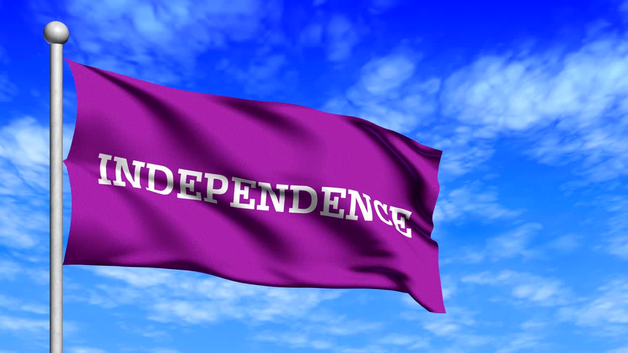 la bandera de la independencia se agita en bucle