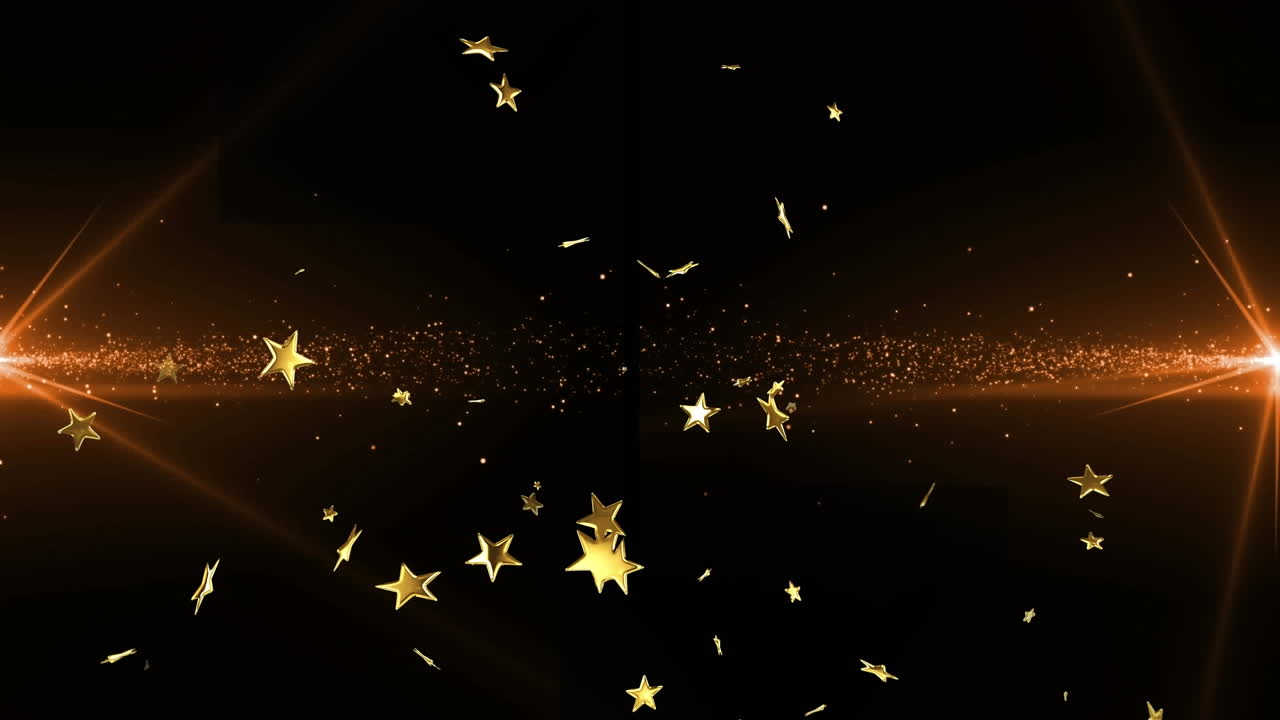검은 바탕에 있는 빛의 흔적과 별의 애니메이션