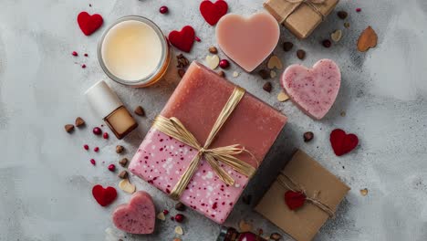 pink & red valentine's day gifts and spa items