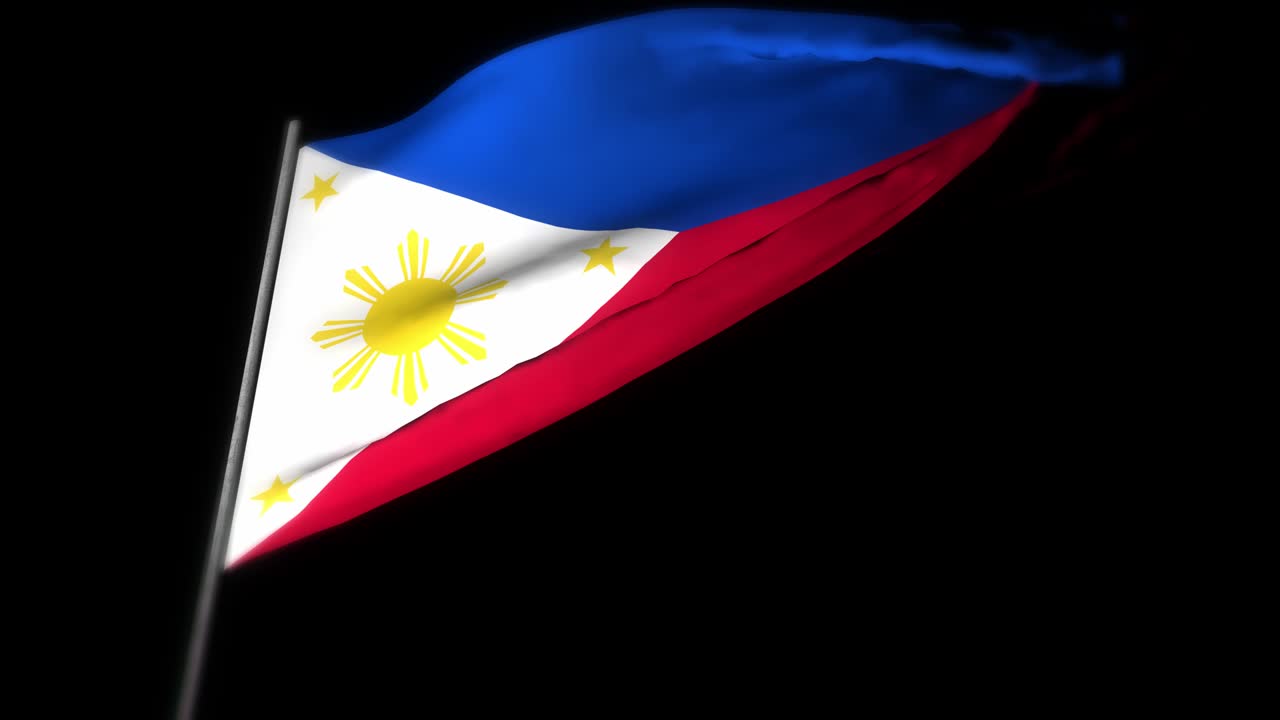 필리핀 발: 바람에 흔들리는 필리핀  발의 현실적인 3d 애니메이션, 필리핀의 국기, 4k 고품질, 3d 렌더링