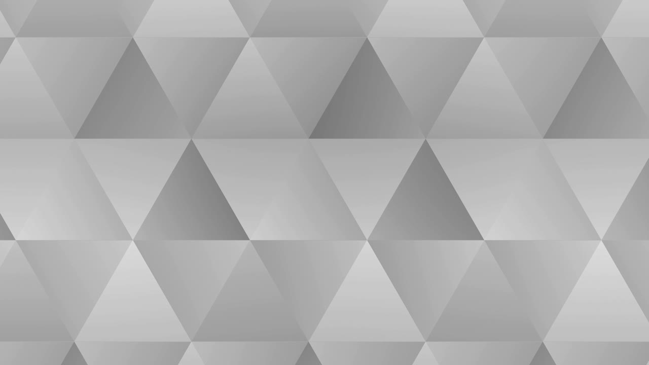 Triangle pattern of geometric shapes. Abstract polygonal loop animation. Monochrome gradient background.