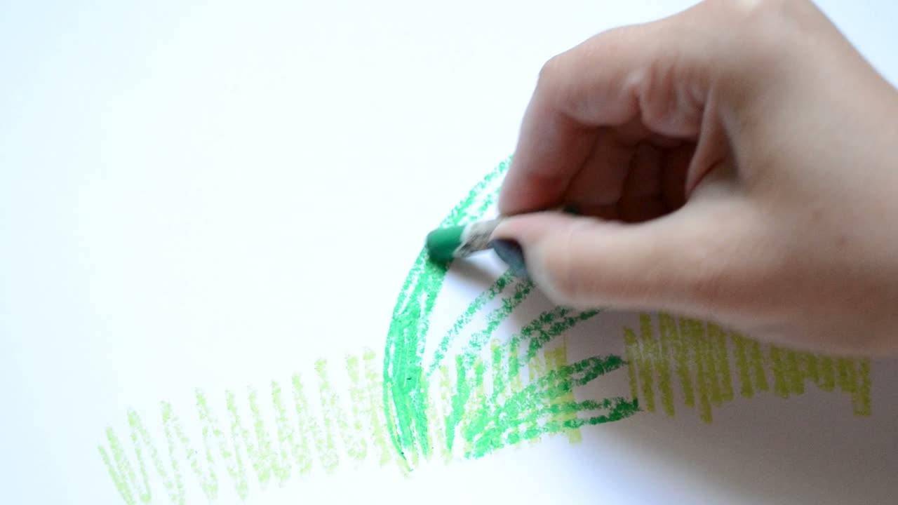 We draw grass. Drawing process