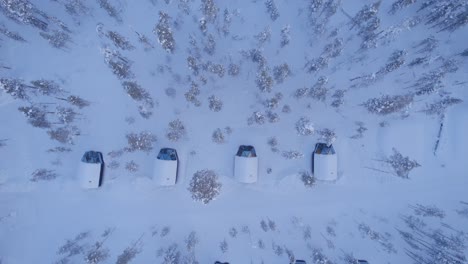 topdown view of igloo hotel in lapland