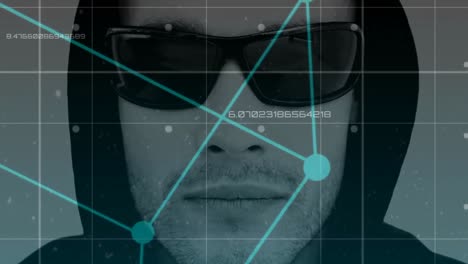 animación digital de hacker en gafas de sol 4k