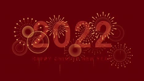 chinese new year 2022 year of the tiger. chinese new year background with golden fireworks on red background. concept for holiday banner, chinese new year celebration loop background decoration.