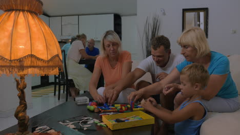 family leisure with playing toys together