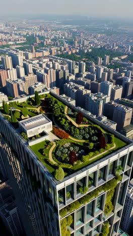 sustainable urban high-rise with green roof