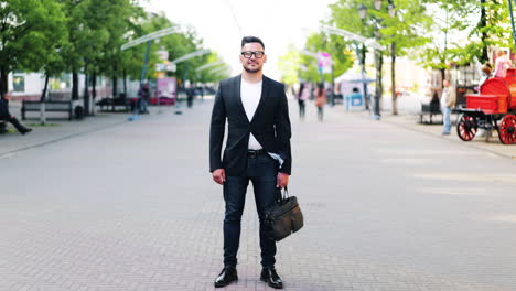 man in business attire on city street