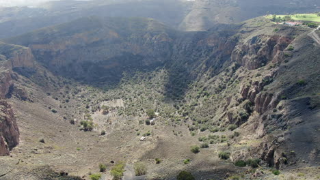 caldera bandama, gran canaria: spectacular aerial view over the crater of this geological formation of the canary islands