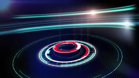 futuristic digital interface with rotating elements and glowing lines animation