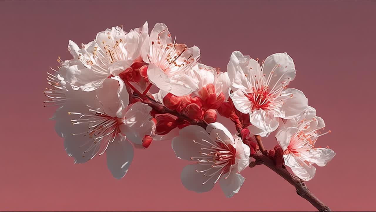 Delicate Blossoms: A Captivating Close-Up of Cherry Flowers Against a Soft Gradient Background, Capturing the Beauty of Nature's Spring Awakening and Floral Vibrancy