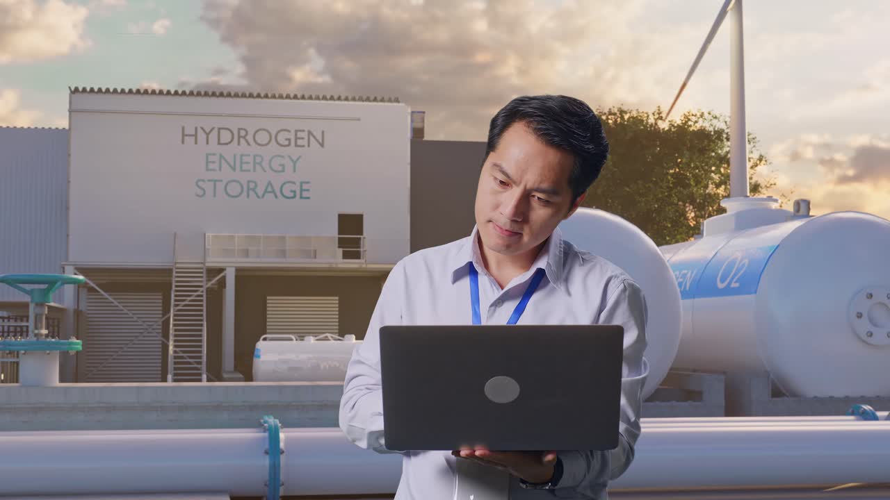수소 에너지 저장 프로젝트에서 일하는 사업가