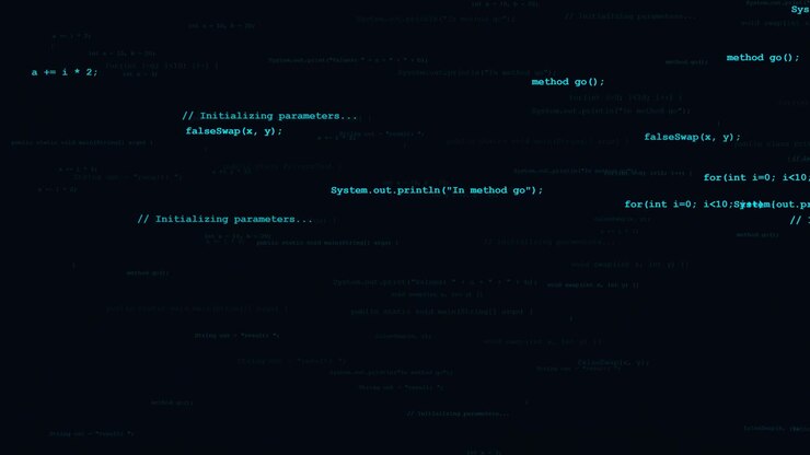 Abstract Digital Background with Floating Java Programming Code