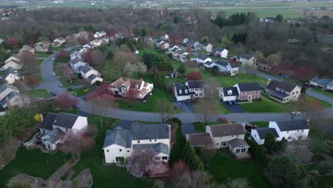 houses and homes in neighborhood at dusk