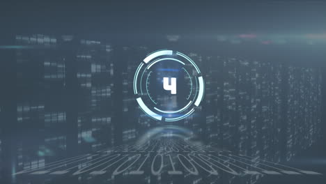 animation of scope scanning over data processing and moving columns on black background