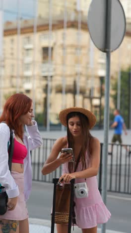 two young women on a city street