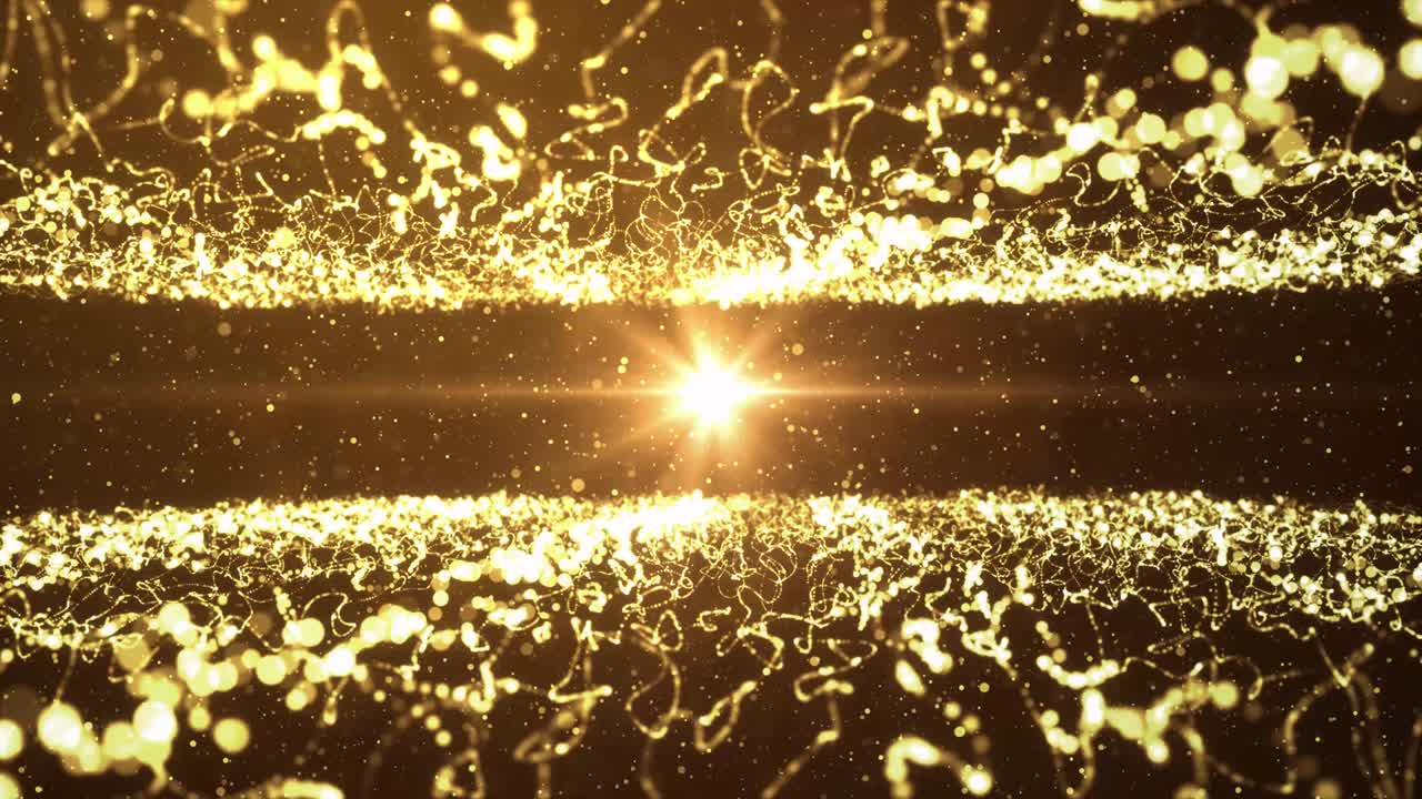 4k 반이는 황금 반이는 배경 루프 입자, 보케 빛 박이는.