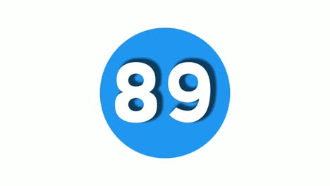 number 89 sign symbol animation motion graphics icon on blue circle white background,cartoon video number for video elements