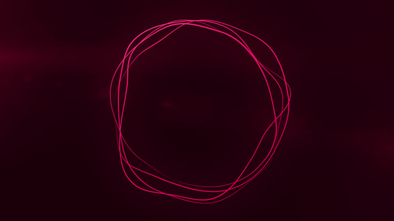 Ultra HD 4K Abstract 3D render neon circle. Bright Maroon, Red neon circles abstract futuristic hi-tech motion background. Video 3d animation. 3840x2160