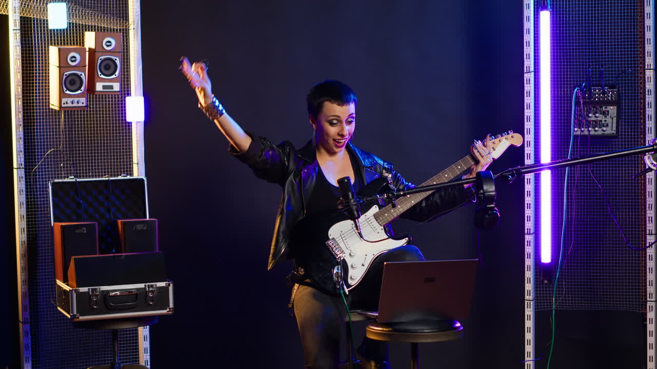 Musician Performing in Recording Studio