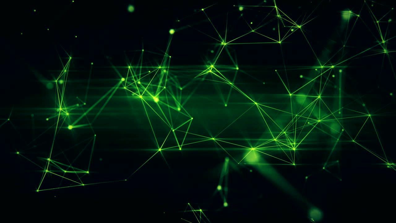 animación abstracta futurista en bucle de superficie verde con puntos de conexión