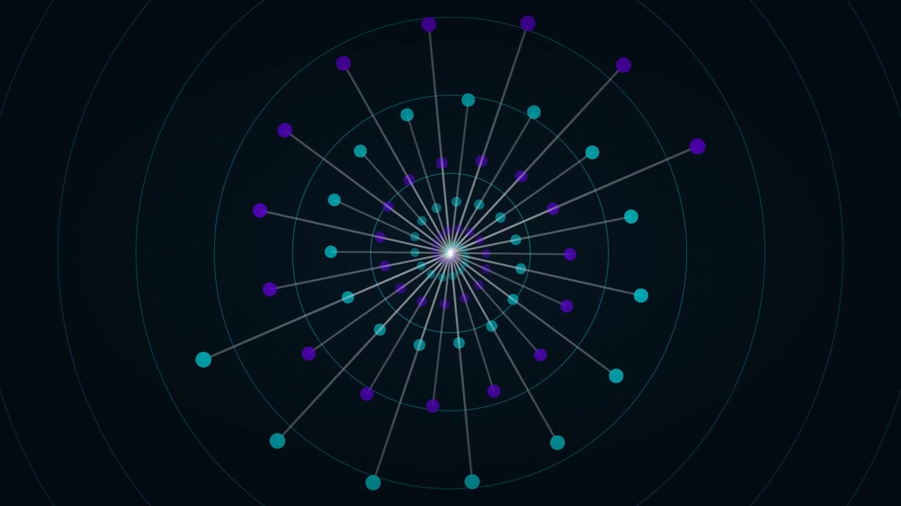 Abstract Digital Network Visualization with Rotating Nodes