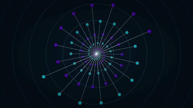 Abstract Digital Network Visualization with Rotating Nodes