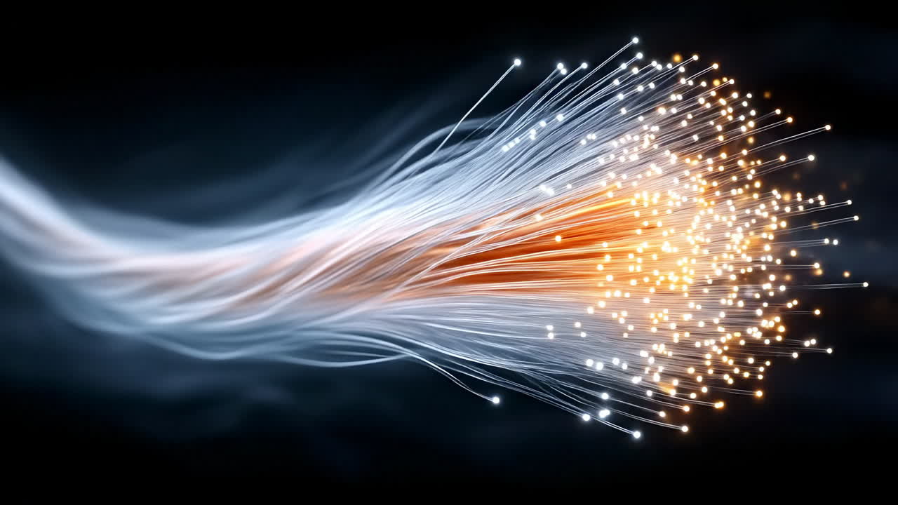 Dynamic light trails in a dark setting. Bright light trails flow gracefully against a dark background, creating a sense of motion and energy