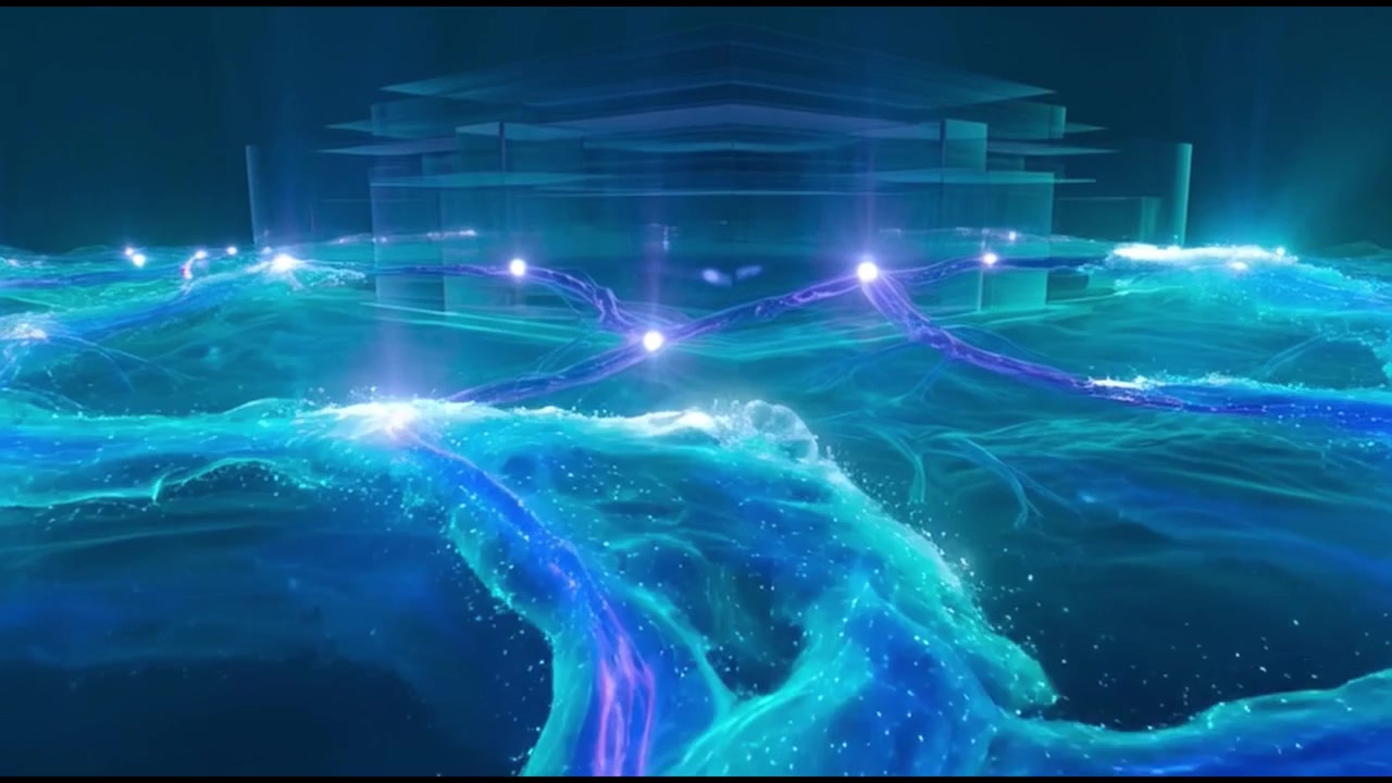 Abstract Digital Network Connection with Glowing Blue Light Particles