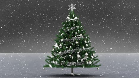 nieve cayendo y árbol de navidad