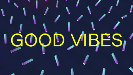 Animation-of-good-vibes-text-over-pattern-on-black-background