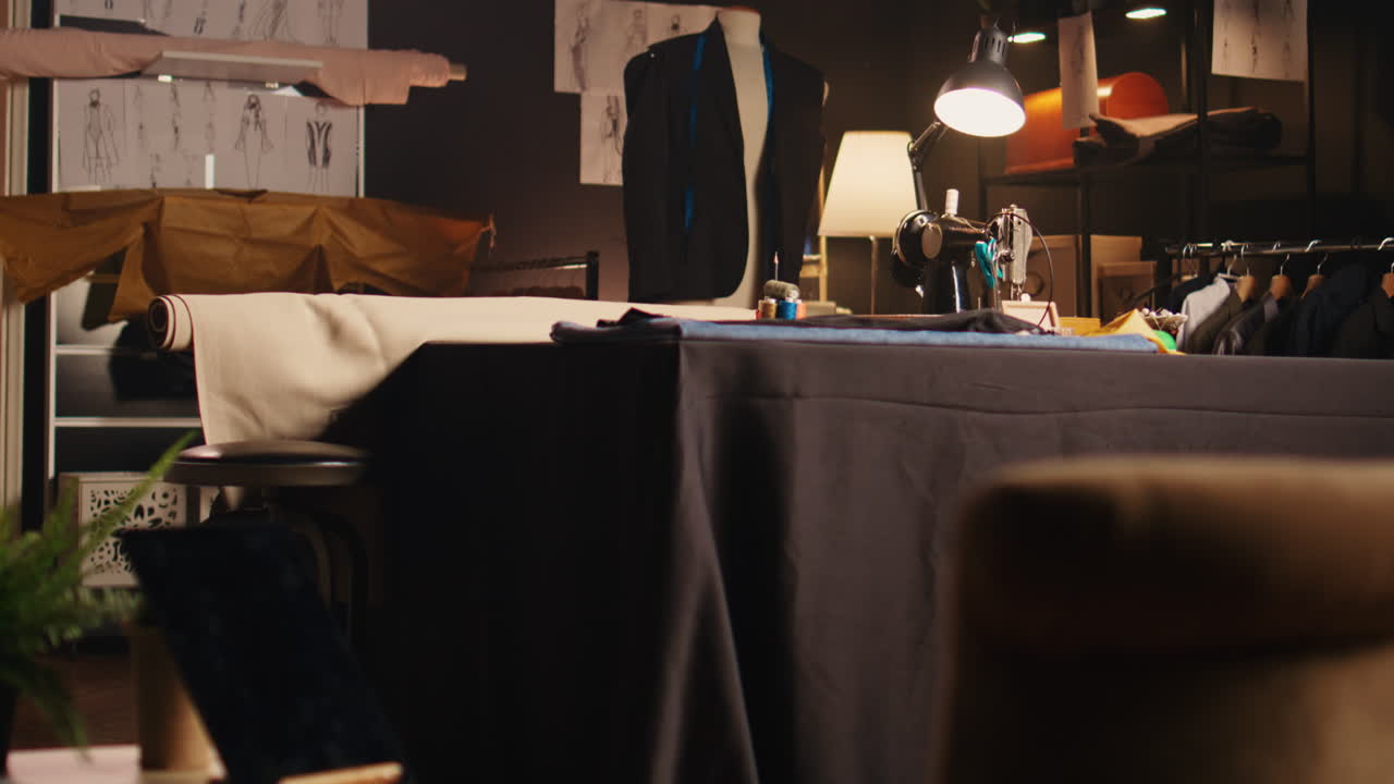 악기 들 이 있는 빈 바느질 가게