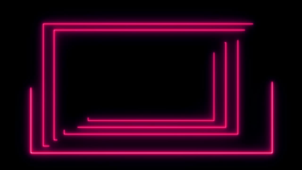Abstract style 80s Sci-Fi light neon frame on black background. laser show looped animation . 4K video