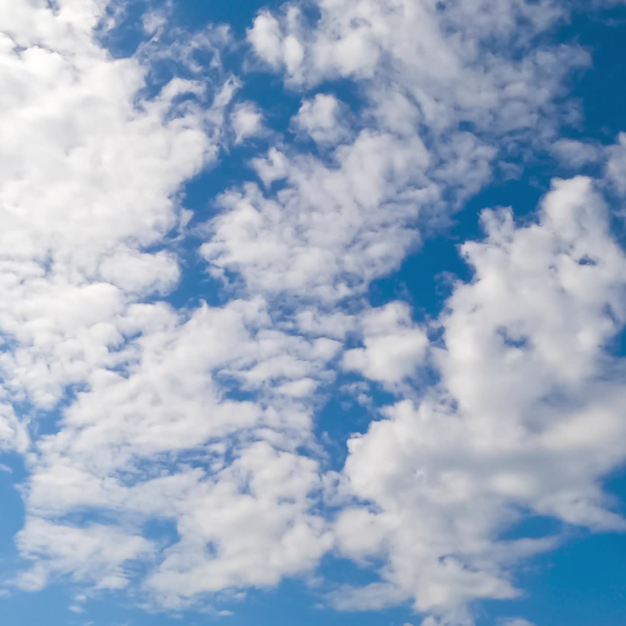 Lovely soft clouds flying with the wind quickly. Sunny azure sky in summer with spindrift white light clouds timelapse