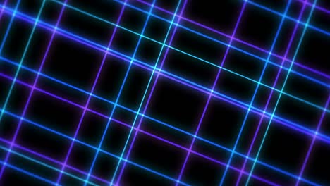 bright technology of blue neon lines. business concept. 3d rendering of rotating squares crossing on black background. loop animation.