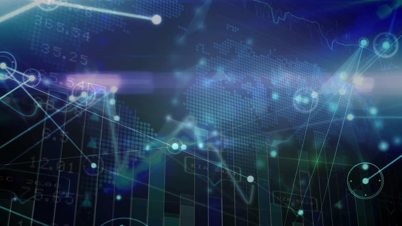 Animation of data processing with network of connections